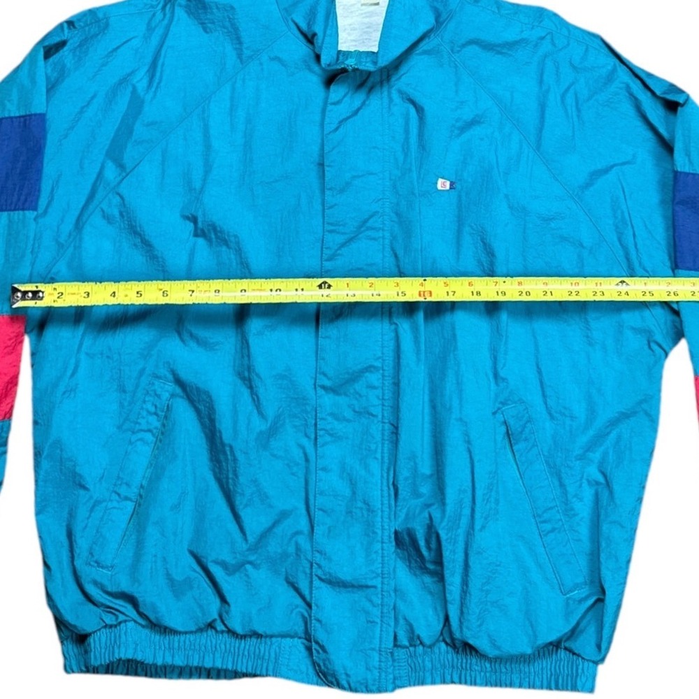 Vintage Lands End Mens XL Colorblock Windbreaker‎ Jacket Teal Pink 90s Retro - Picture 5 of 11